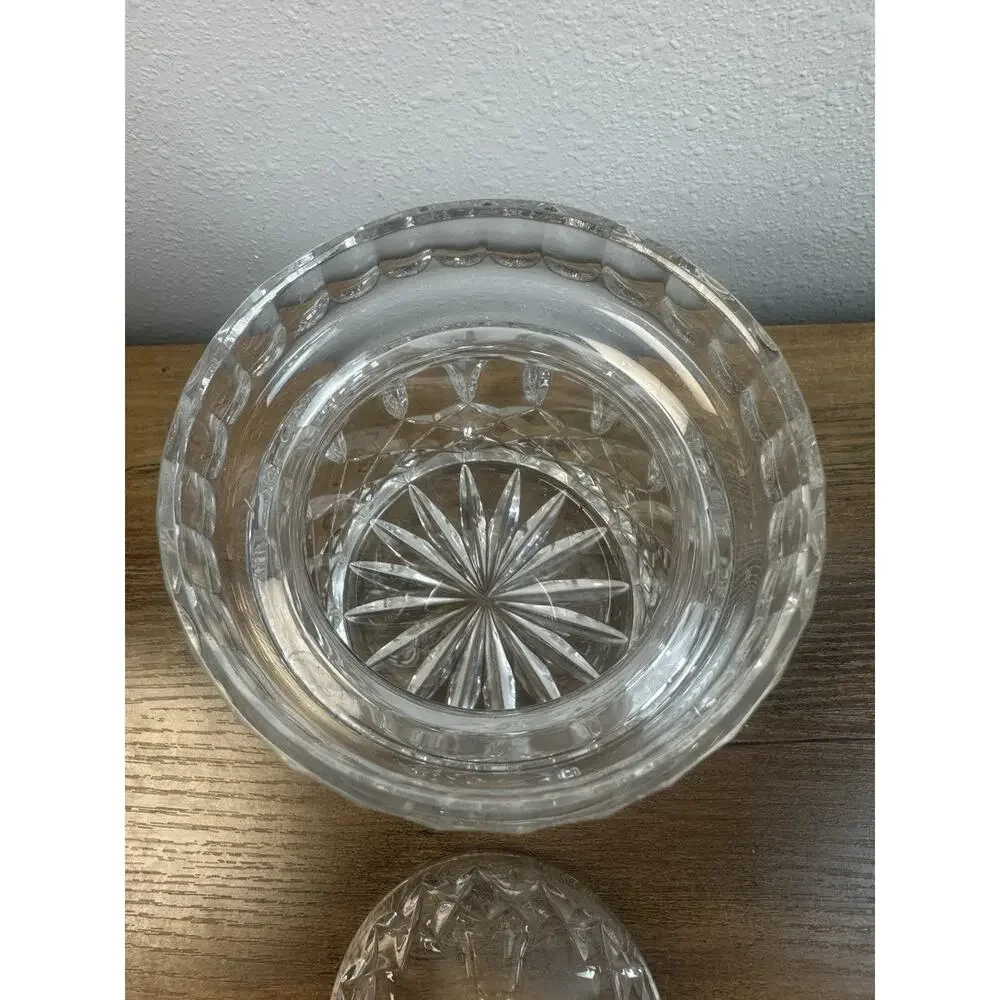 Beautiful Astor Antique Crystal Biscuit Barrel or Candy Jar Diamond Cut 7.5”